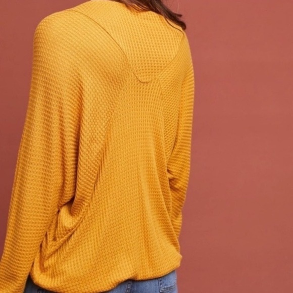 NWT Anthropologie Pure + Good Mustard Waffle Thermal Dolman Top - Picture 3 of 10